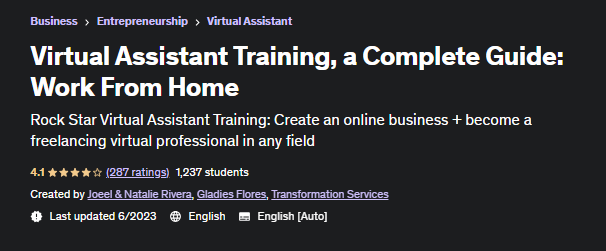 Virtual Assistant Training, a Complete Guide: Work From Home (By Joeel & Natalie Rivera)